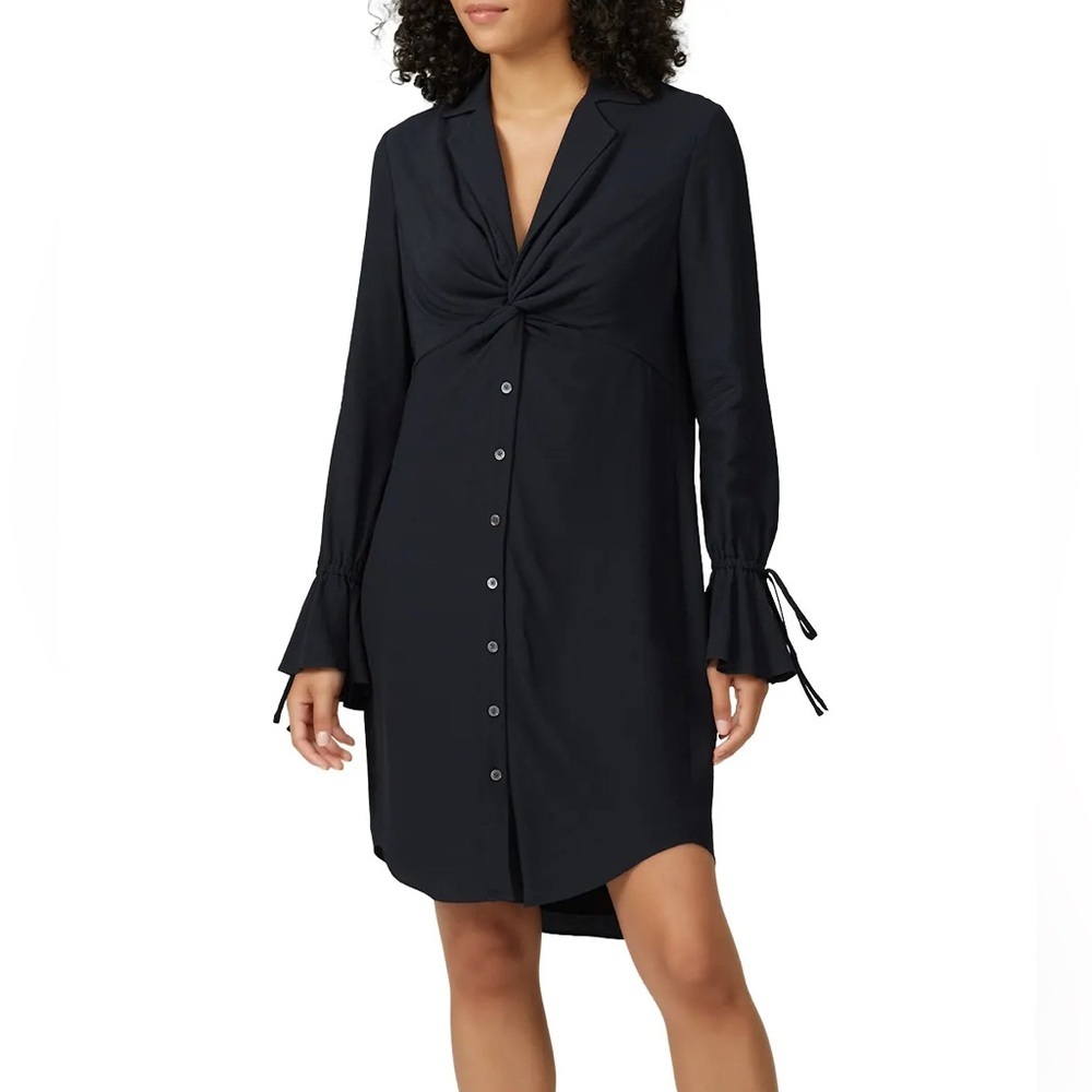 Derek Lam 10 Crosby Bell Sleeve Twist Front Shirt Dress